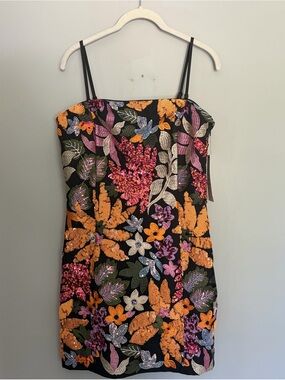 NWT Endless Rose Floral Sequin Embroidered Sleeveless Mini Dress Women’s Size L